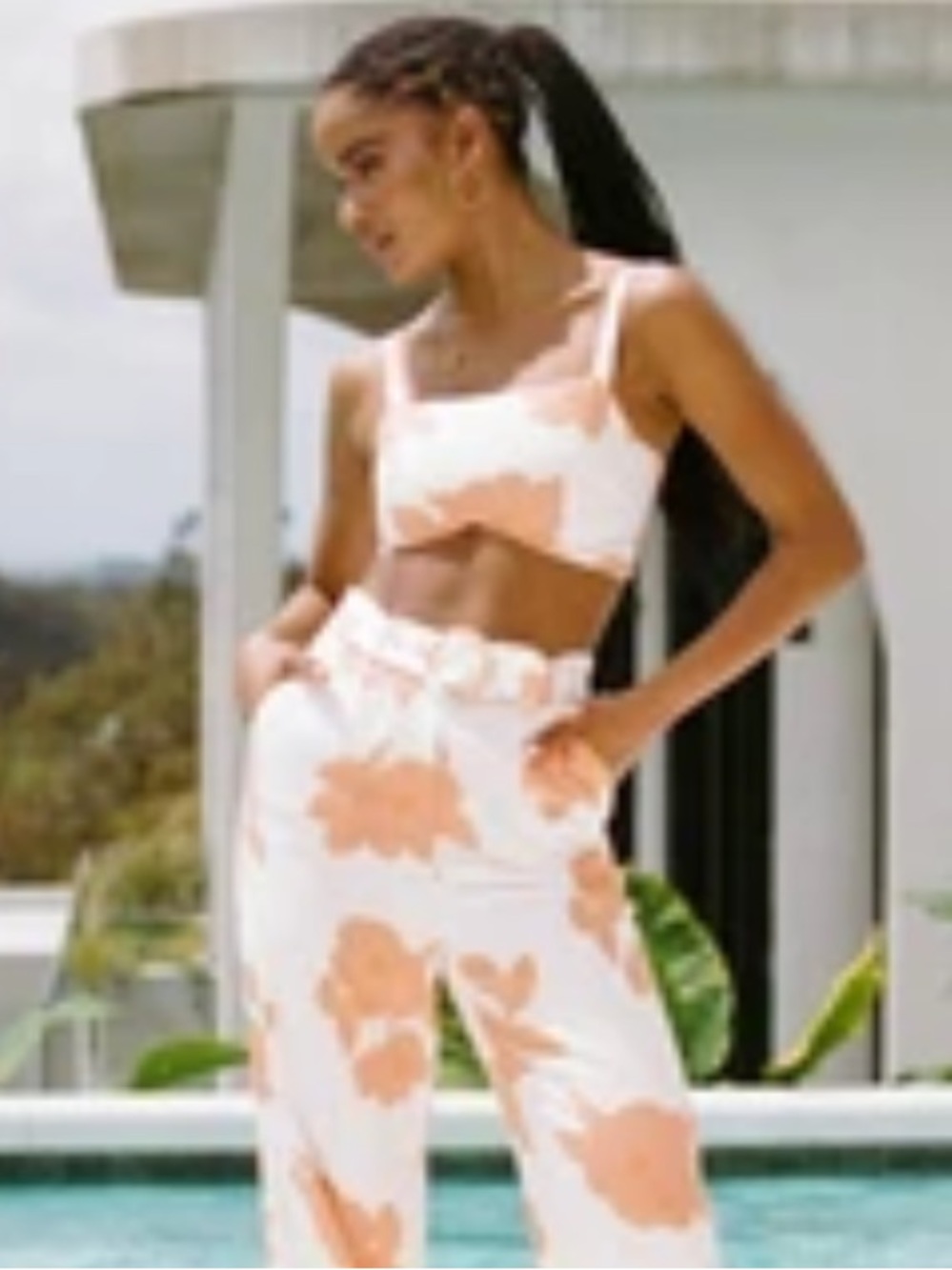 Sabo two piece - Peach/White